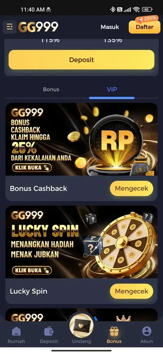 GG999 halaman bonus dan cashback